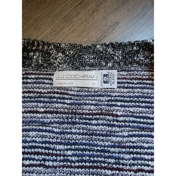 Vintage Cardigan JJ Cochran Sweater Retro Black White Purple XL Geometric - Picture 2 of 4